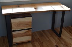 Rustic Hickory And Steel Desk With A Natural Edge 3 small