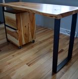 Rustic Hickory And Steel Desk With A Natural Edge 4 small