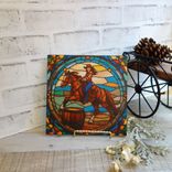 Barrel Racing Horse Cowgirl Picture Stained Glass Style Mural Rodeo Picture 4 small
