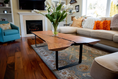 Cherry Live Edge Coffee Table, Slab Table, Rustic Cocktail Table, Solid Cherry Living Room Table 1 small