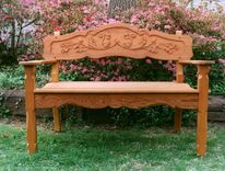 Handcarved Cyprus Or Mahogany Garden Bench 2 small
