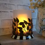 Vintage Checked Candle Holder Black White Checks Candleholder With Glass Globe 2 small