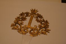 Cake Topper Wedding Initial Leaf Crown One Color Two Side Hand Drawn Graphic Custom Example 1 small