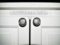 Set Of 2 Crystallized Round Cabinet Knobs Genuine European Crystals Bedazzled Pair 2 small