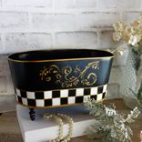 Vintage Check Towel Caddy Holder Black And White Check Towel Basket 2 small