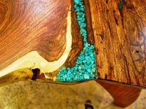 Live Edge Mesquite & Mahogany Writing Desk 3 small