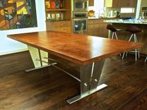 Walnut & Stainless Steel Dining Table 4 small