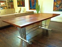 Walnut & Stainless Steel Dining Table 5 small