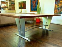 Walnut & Stainless Steel Dining Table 6 small
