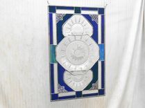 Stained Glass Window Panel, Depression Glass Transom Window, Recycled Federal Glass Columbia Plate 5 small
