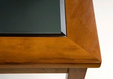 Cherry Table With Glass Top. 2 small