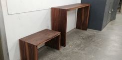 Matched Walnut, Waterfall-Style Shoe Bench And Entry Hall Table 4 small