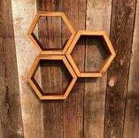Wine Barrel Honeycomb Floating Shelves , Hexagon Shelves 2 small
