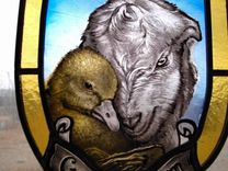 Stained Glass Pet Portrait - Painted Stained Glass Crest, Home Decor, Window Decor 1 small