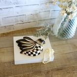 Black And White Check Decor Black Checked Songbird Jewelry Dish 4 small