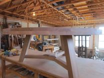 80" White Oak Round Dining Table 4 small