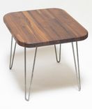 Mid Century Modern Walnut End Table With Hairpin Legs - Reclaimed - Butcher Block 3 small