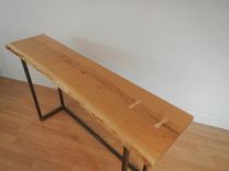 Live Edge Cherry And Steel Mid Century Modern Console Table 5 small