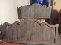 Weathered Gray Curvy Rustic Farmhouse Bed 4 small