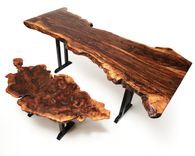 Black Cherry Burl Live Edge Dining Table, Dinette, Coffee Table Furniture Set 1 small
