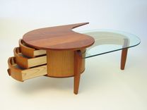 Mahogany, Cherry And Glass Coffee Table 3 small