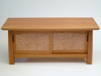 Cherry And Quilted Maple Shoe Bench 2 small