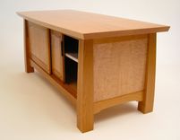 Cherry And Quilted Maple Shoe Bench 3 small