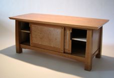 Cherry And Quilted Maple Shoe Bench 7 small