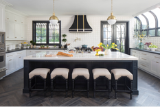 #32 Black Range Hood With Brass And Stainless Steel Straps 1 small