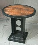 Vintage Industrial Bistro Table. Rustic Bar Table. Reclaimed Wood. Round Table. 4 small