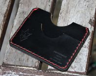 Handmade Leather Parvus Wallet Black Chromexcel Red W/ Money Band 4 small