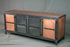Industrial Copper Sideboard, Buffet, Media Console - Vintage Entertainment Center. Tv Stand 5 small