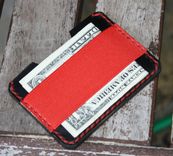 Handmade Leather Parvus Wallet Black Chromexcel Red W/ Money Band 2 small
