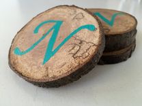 Set Of 4 Monogrammed Wood Coasters 4 small