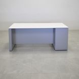 Custom Modern Executive Office Desk With Cabinet, Engineered Stone Top - Denver Straight Desk 3 small
