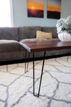 Walnut Coffee Table With Metal Legs, Modern Coffee Table, Farmhouse Coffee Table, Cocktail Table 3 small