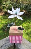 Poinsettia In White Stained Glass- Industrial Flower- Everlasting Bloom 6 small