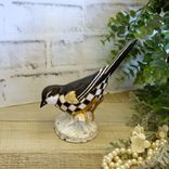 Courtly Songbird Figurine Checked Bird Decor 6 small