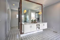 Floating Vanity, Mirror Frame And Side Cabinets 1 small