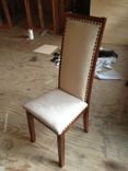 High Back Upholstered Maple Dining Chairs 4 small