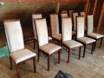 High Back Upholstered Maple Dining Chairs 3 small