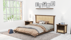 Platform Bed Walnut Queen Size, King, Low Bed Frame, Solid Wood, Headboard, "Prairie Platform" 3 small