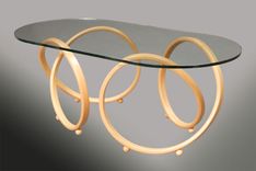 Modern, Oval Glass Top Alder Or Mahagany Infinity Accent Coffee Table 2 small