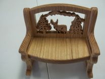 Small Hand Carved Wooden "Rocking" Bench 2 small