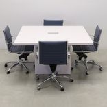 Square Shape Custom Conference Table, Laminate Top - Newton Meeting Table 4 small