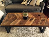 Reclaimed Wood Chevron Coffee Table With Tubular Steel Legs 1 small