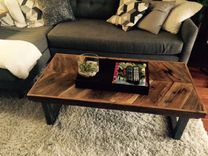 Reclaimed Wood Chevron Coffee Table With Tubular Steel Legs 2 small