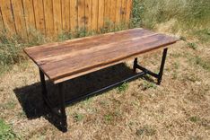Reclaimed Barnwood Table With Pipe Legs 2 small