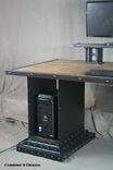 Reclaimed Wood Desk With Monitor Stand And Computer Storage. Industrial, Riser. 4 small