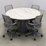 Round Shape Custom Conference Table, Engineered Stone Top - Aurora Meeting Table 2 small